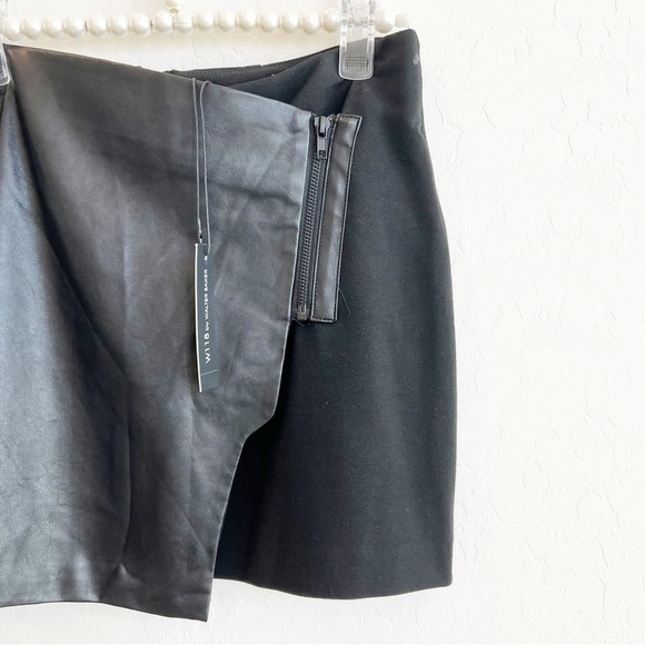 W118 by Walter Baker Women's Bee Faux Leather Mini Skirt Zipper Black 2 NWT - Picture 2 of 6